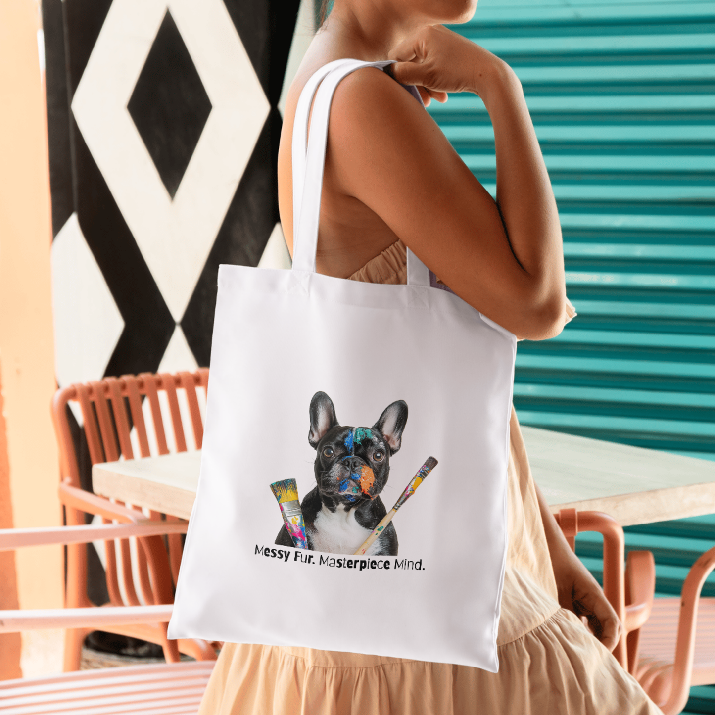Messy Fur, Masterpiece Minds – Dog Artist Tote Bag